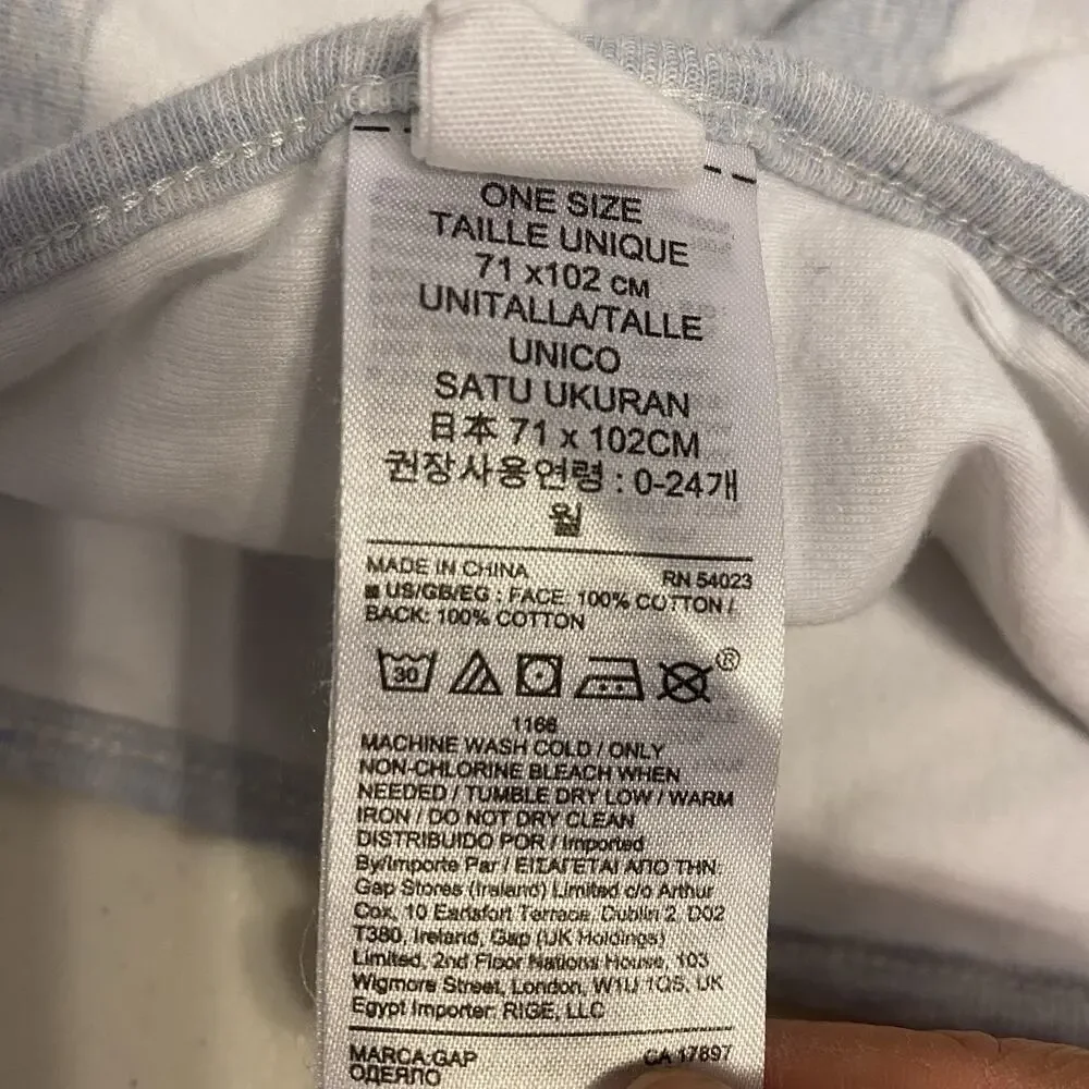Baby Gap Reversible Blanket Blue White Stripe Cotton Baby Infant Soft Comforter